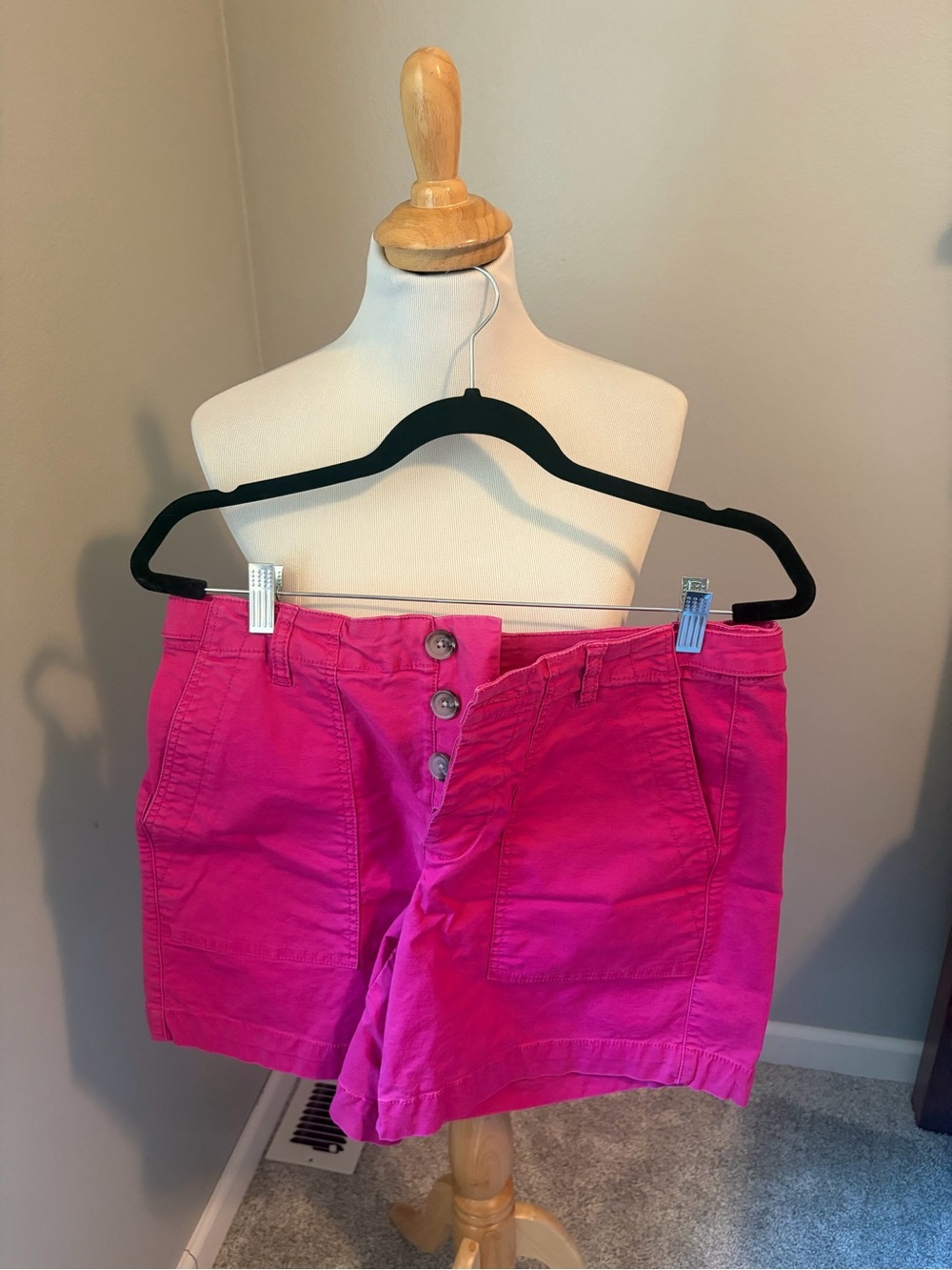 CAbi Hot Pink Button-Front Bermuda Canyon Shorts #6190